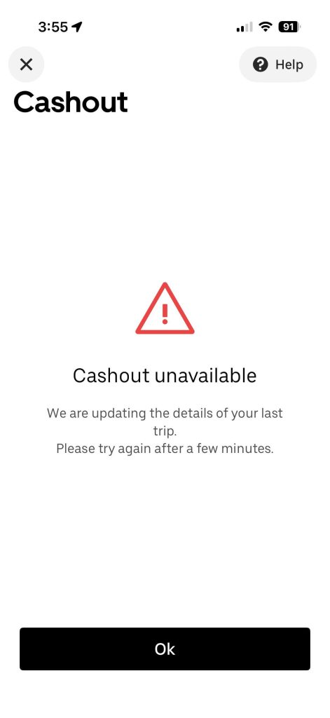 cash out unavailable là gì